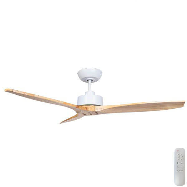 Model 2021 Wynd Dc - 54 - Matt BLACK Motor - Handcrafted Timber Natural Blades - Ceiling Fan - Lux Lighting